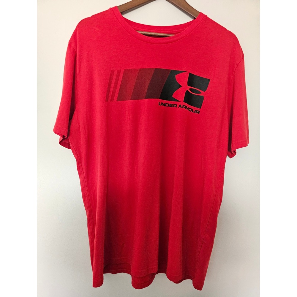 [Athletic] Under Armour Graphic T-Shirt Mens XL Red HeatGear Loose Fit Tee